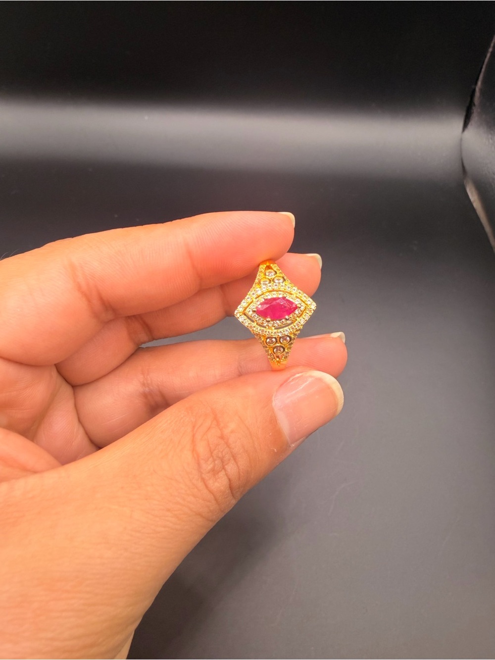925 Sterling Silver Ruby & Cz Ring Size 10